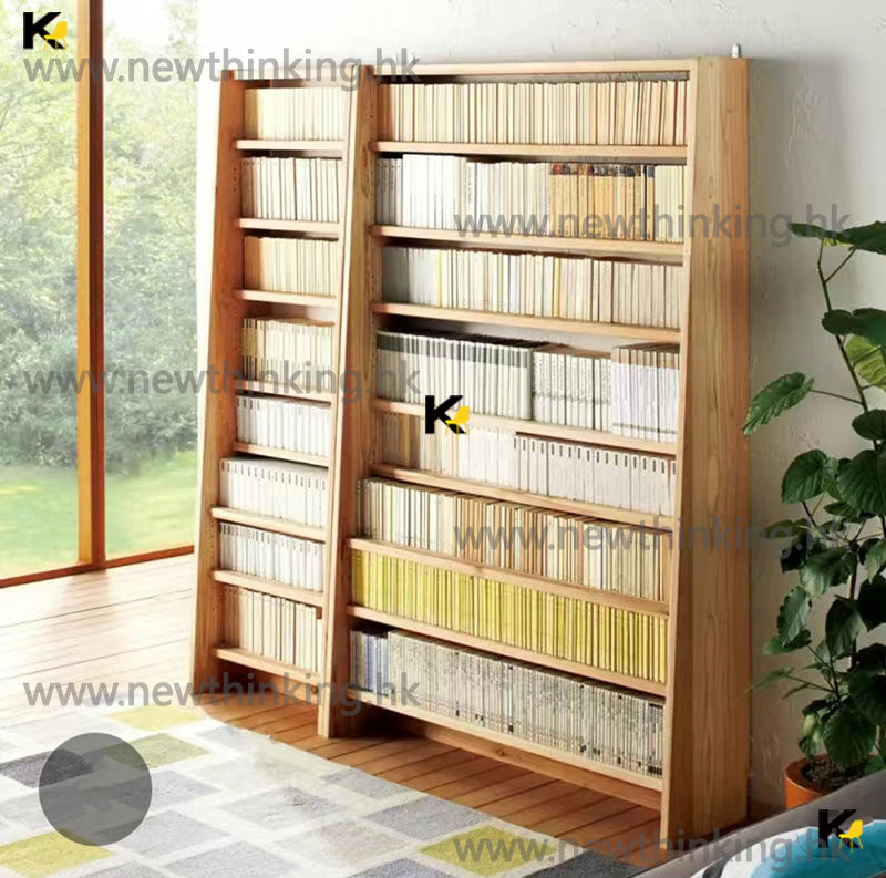A&0602實木書櫃 多層收納櫃 多用途儲物櫃 置物櫃 靠墻櫃 落地櫃 高身書架 梯形書櫃 廚房收納架 實木松木全新包送貨