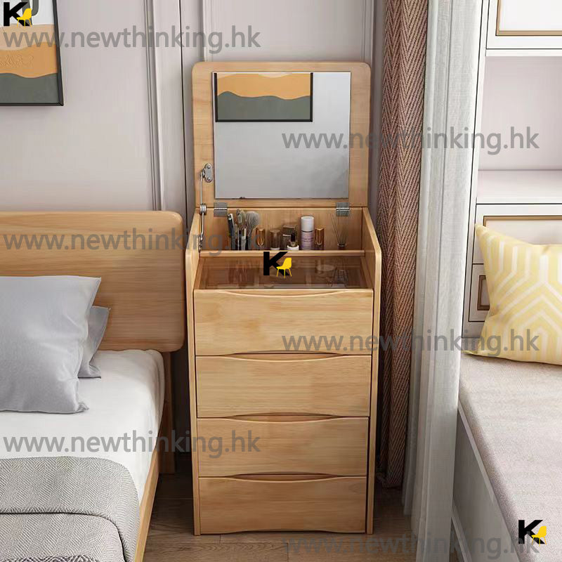 A&0693實木床頭櫃 梳妝枱 化妝台 收納櫃 儲物櫃 翻蓋化妝桌 抽屜櫃 多功能五斗櫃 帶椅子化妝櫃