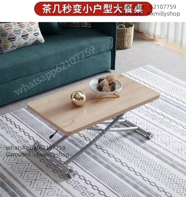 A&5068升降餐枱 岩板多功能一體桌 茶几餐桌兩用 折疊桌 飯桌 伸縮枱可調節高低 帶轆 輪子可鎖 摺枱