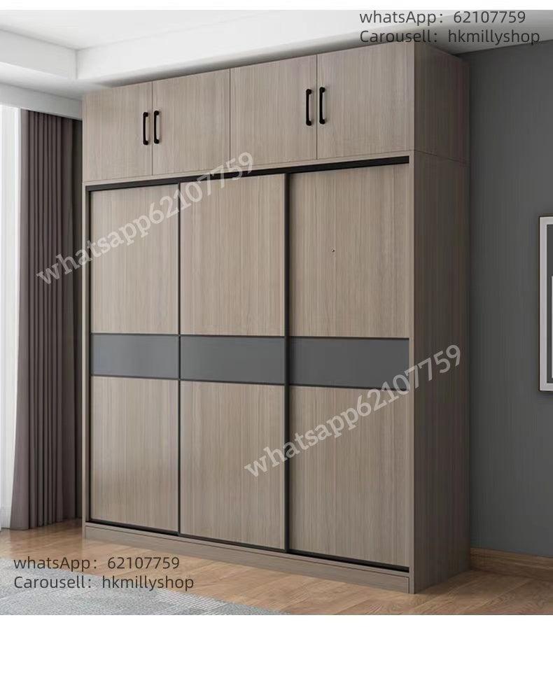 A&5083衣櫃 趟門衣櫃 衣櫥 推拉門衣帽櫃 實木經濟型臥室家用收納櫃子簡易出租房大衣櫃 全新包送貨Wardrobe