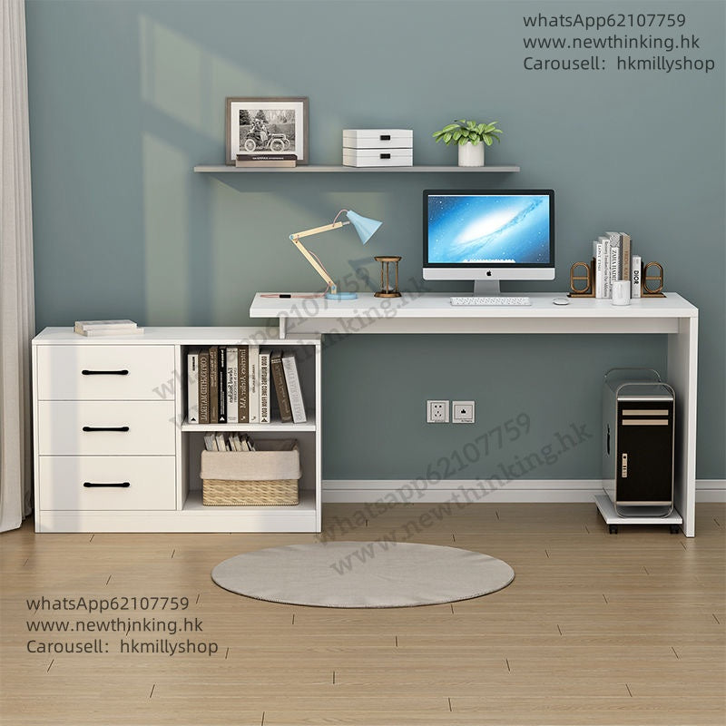 A&5163旋轉書枱 L型電腦檯 一字型寫字台 書桌書架組合 電腦桌 轉角桌子