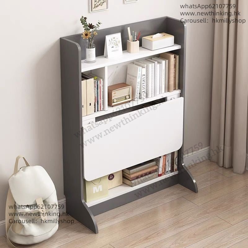 A&5176折疊書枱書桌書櫃一體櫃組合櫃電腦桌伸縮枱摺枱書架實用櫃子桌子電腦枱寫字台