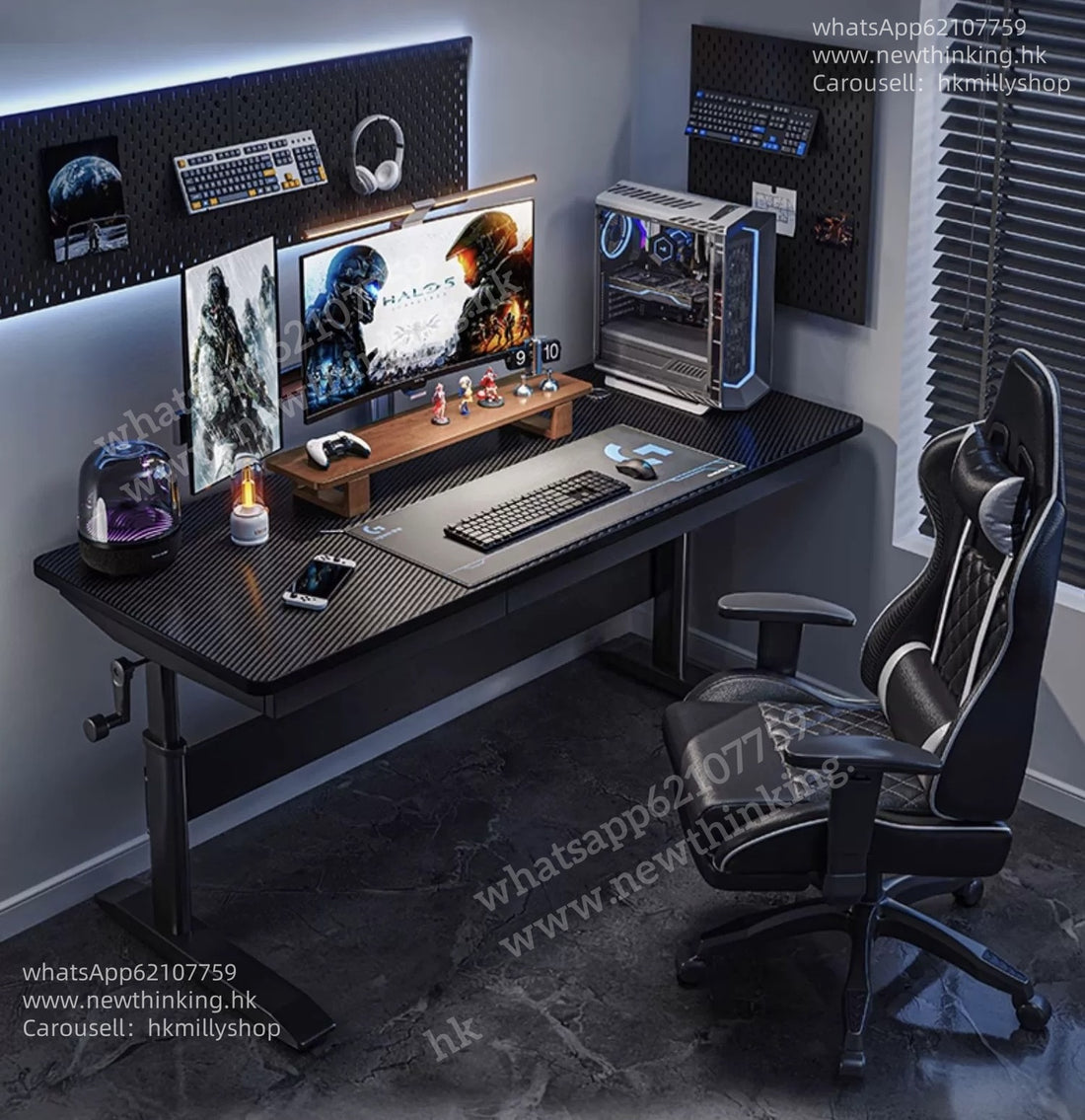 A&5185升降電競枱 升降桌 電腦桌 遊戲桌 遊戲台 電腦枱 辦公枱 台式電競桌 電競椅 工作台 桌子