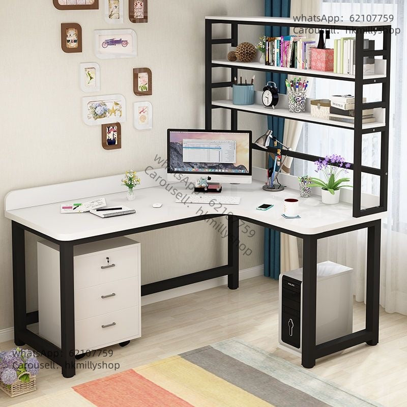 A&0874電腦枱 電腦桌書桌 書枱 辦公桌書架一體 組合枱 寫字枱 轉角學習枱