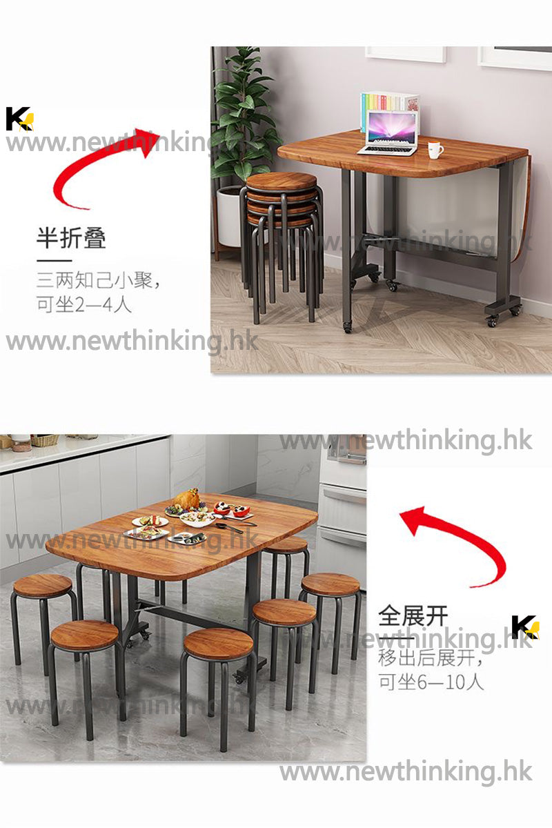 A&0360折疊餐枱餐桌椅組合 摺枱餐椅可移動帶轆食飯枱餐桌