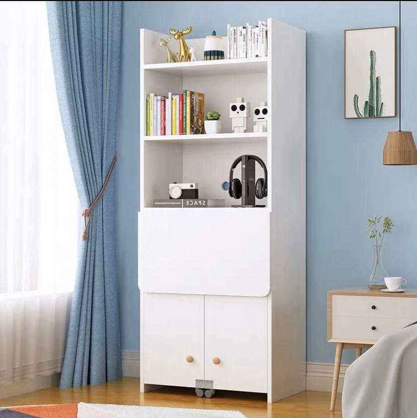 A&0028折疊書桌書櫃一體 書枱 寫字台 書架組合櫃 簡約收納櫃