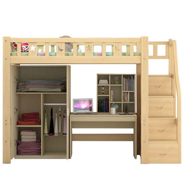 A&0110高低床實木床高架床碌架床衣櫃書枱組合上下床可訂製尺寸