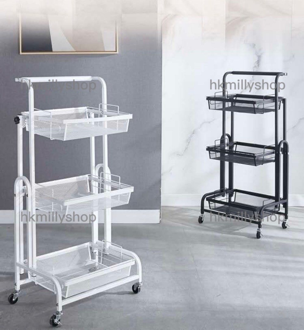 A&0722置物架拉籃 可移動小推車 廚房收納架 多肉置物架 可折疊多層收納架 零食架 落地架
