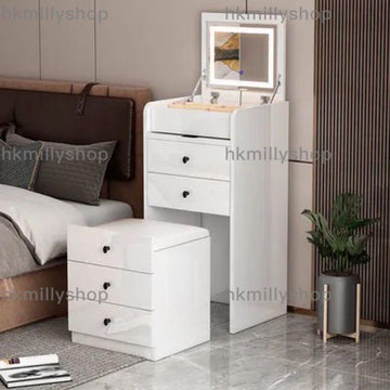 A&0891免安裝梳妝台 床頭櫃 化妝台 梳妝枱 儲物櫃帶椅子