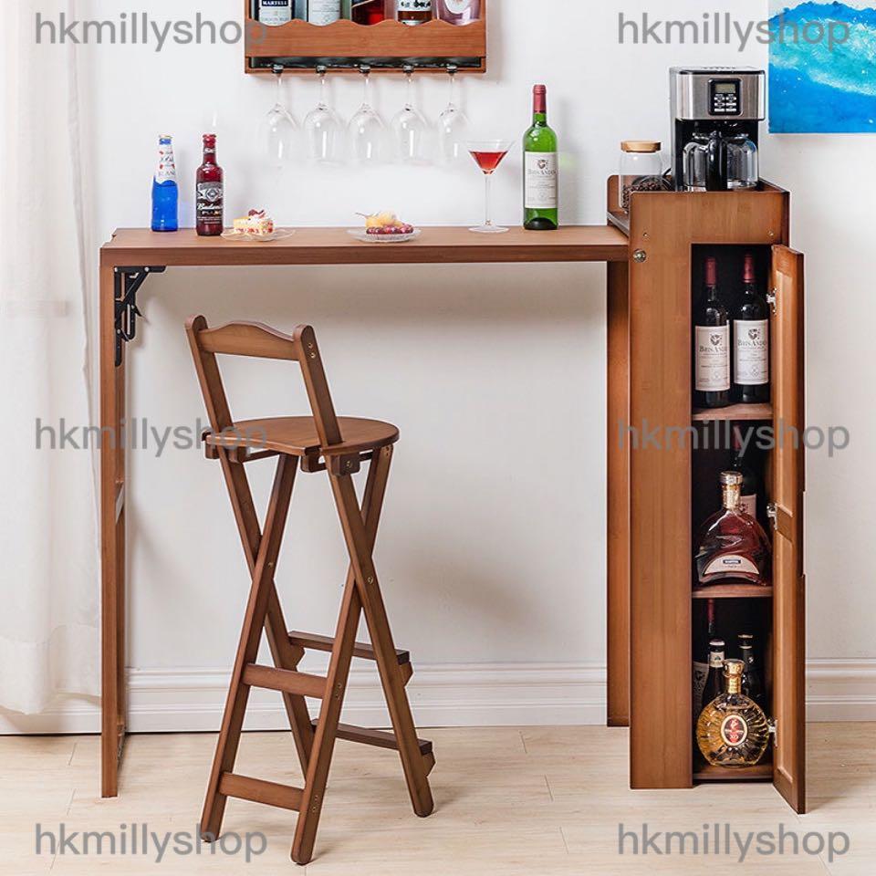 A&1087免安裝吧枱吧椅酒吧桌折疊吧枱家用隔斷枱靠墻高腳桌高腳凳咖啡枱咖啡桌陽臺桌椅組合