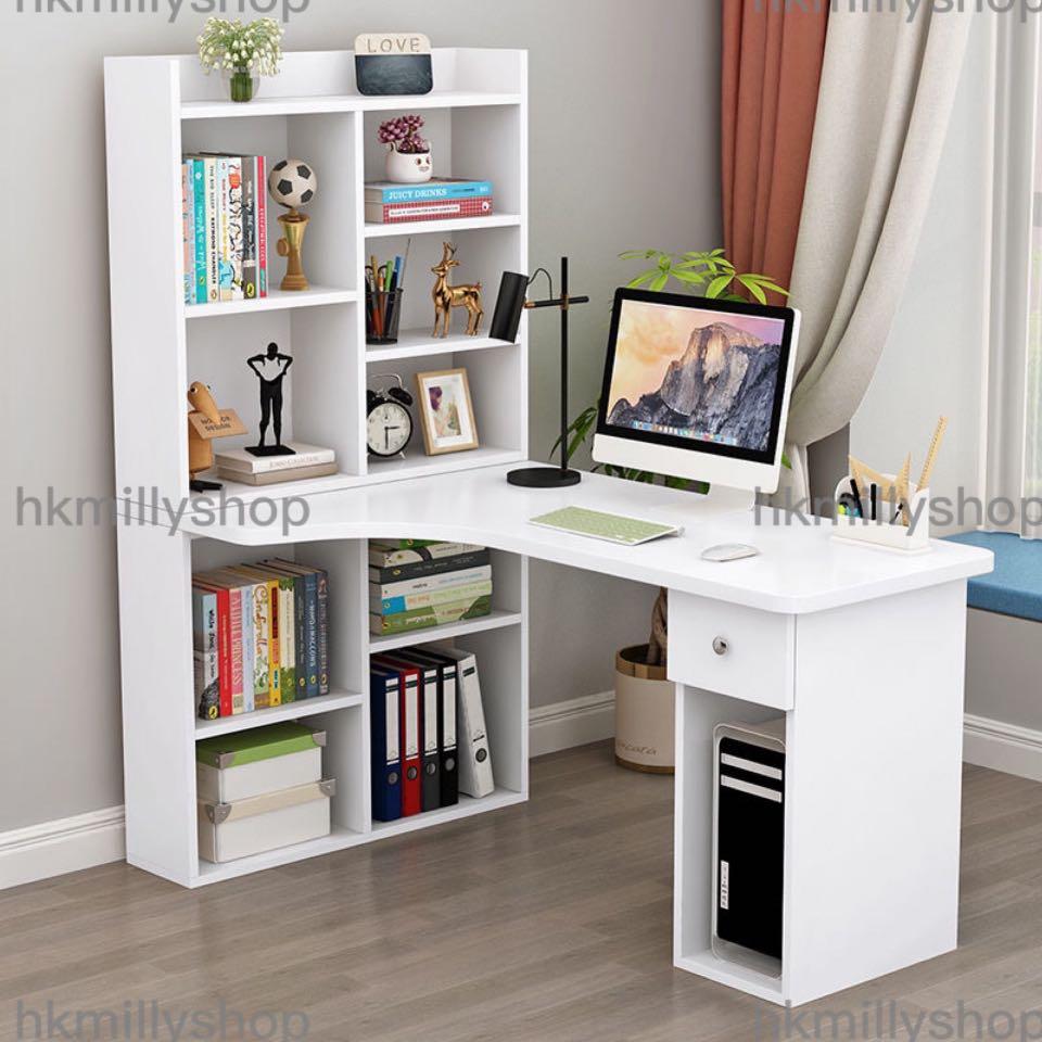 A&1098轉角電腦枱 L形書桌 兒童書桌 辦公桌 書架 書櫃