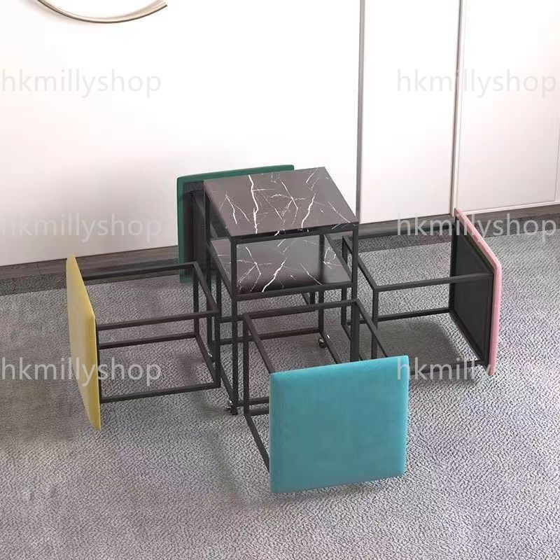 A&1224多功能茶几 五合一茶几凳子一體 帶轆可移動邊几 床頭櫃 魔方凳 食飯凳