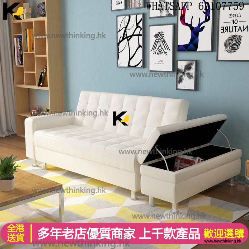 A&0445儲物沙發床 布藝梳化床 可儲物 pu皮質沙發床 可折疊梳化床