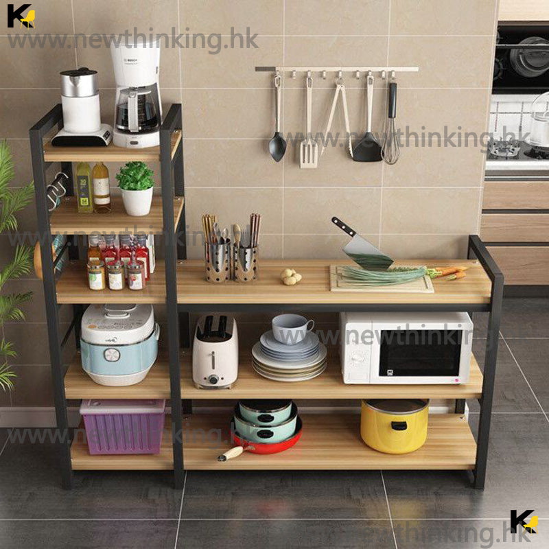 A&0509廚房置物架 鍋碗瓢盆收納架 切菜台 微波爐置物架 烤箱架子 落地架 多層收納架 多層儲物架 廚房多功能收納架 多用途置物架