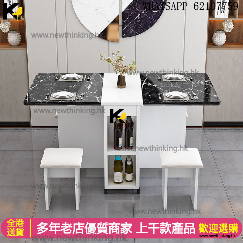 A&0660折疊餐枱加軟包凳子餐桌餐椅組合 一桌四椅 餐椅