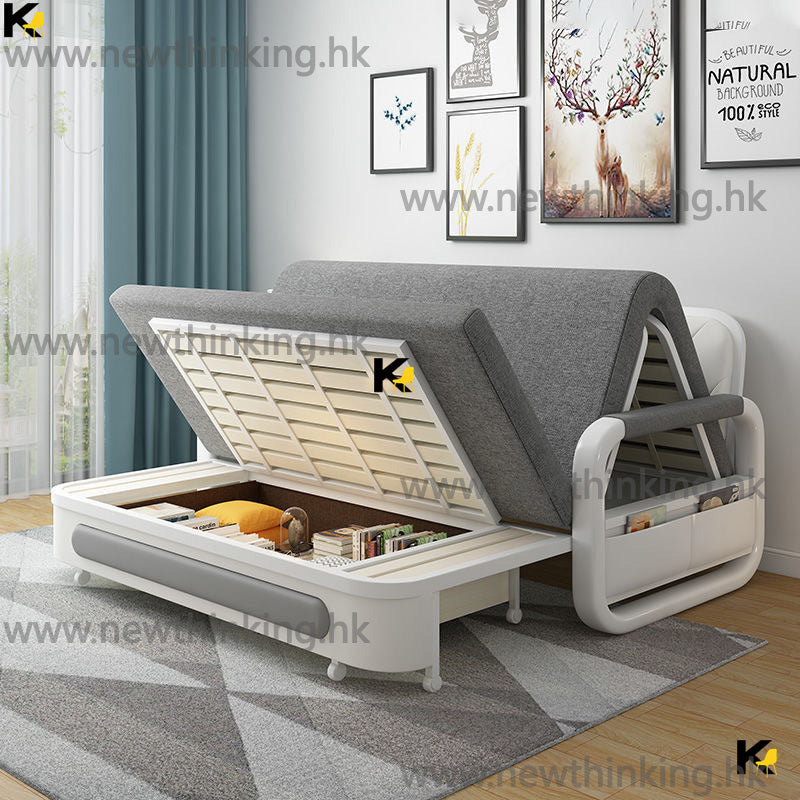 A&0523梳化床 沙發床 折疊床 儲物床 摺床 多顏色選擇實用推拉床 收納床 實木床板 鐵架床 布藝梳化床
