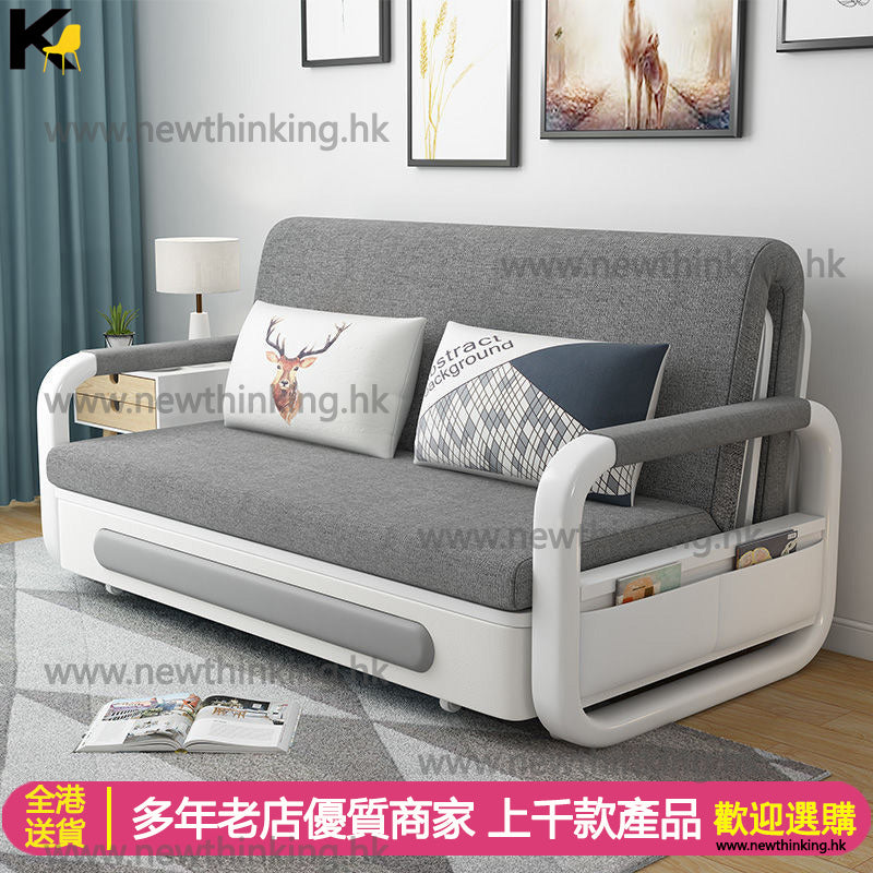 A&0523梳化床 沙發床 折疊床 儲物床 摺床 多顏色選擇實用推拉床 收納床 實木床板 鐵架床 布藝梳化床