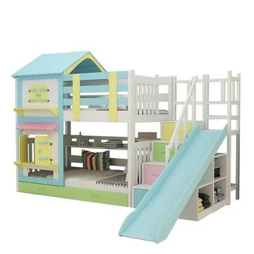 A&0818子母床 碌架床 上下床 雙層床 高低床 兒童床 卡通可愛滑梯床