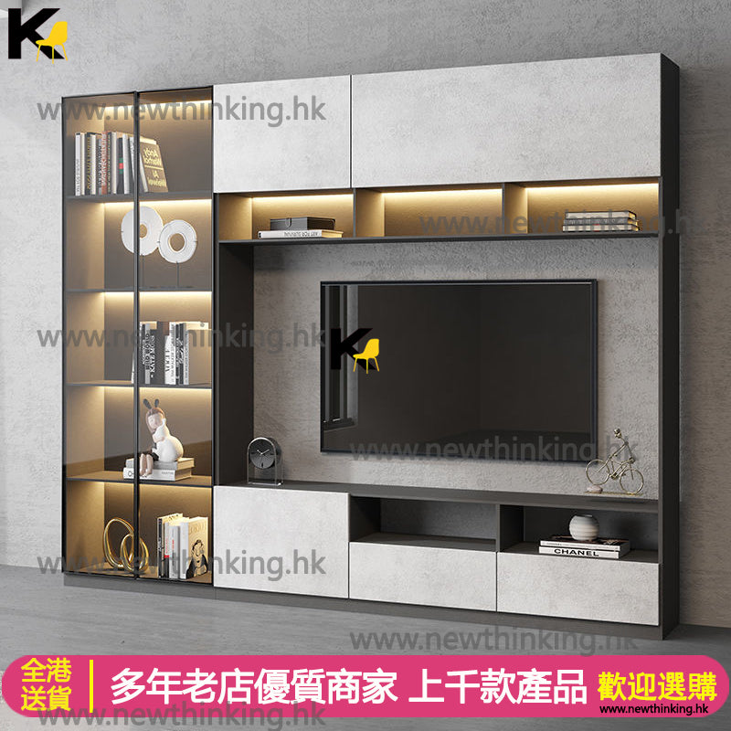A&1025高身電視櫃 墻櫃 電視櫃背景墻一體櫃 組合櫃 加高電視櫃