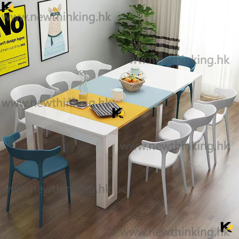 A&0549折疊餐枱 伸縮枱 飯枱 餐桌餐椅組合 大尺寸長方形吃飯枱