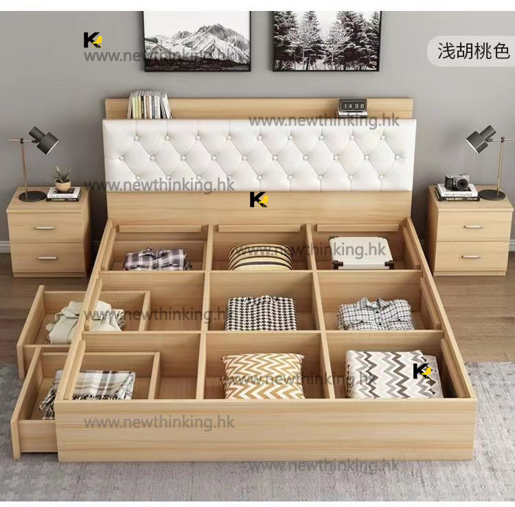 A&1106儲物床 榻榻米床 抽屜床 收納床帶櫃桶 高箱床 全新包送貨