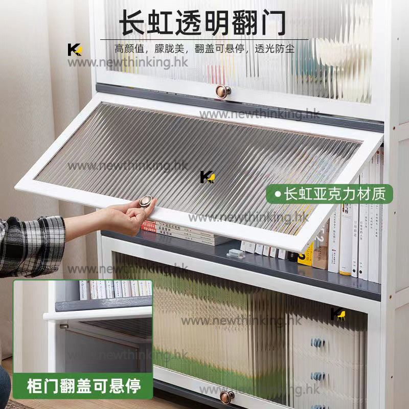 A&1119書櫃 儲物櫃 收納櫃 書架 楠竹材質 亞克力透明仿玻璃 陳列櫃 展示櫃 貨架 積木展示櫃 樂高置物架