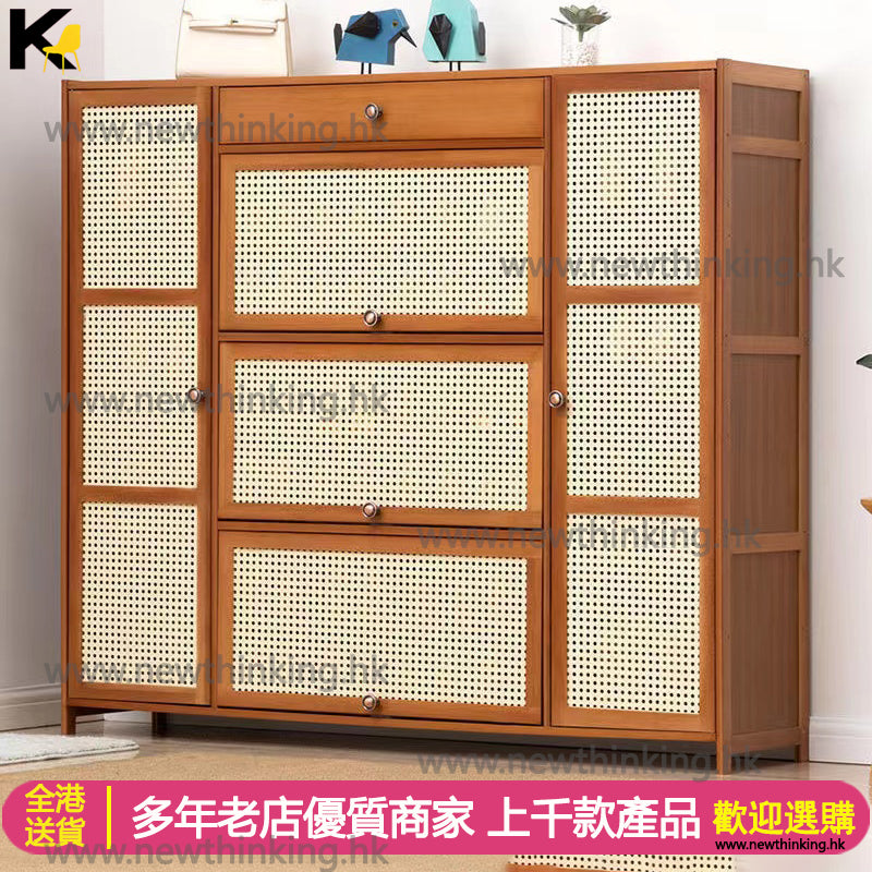 A&0593大容量鞋櫃 楠竹材質鞋架 收納櫃 儲物櫃 翻門鞋櫃 多層收納櫃