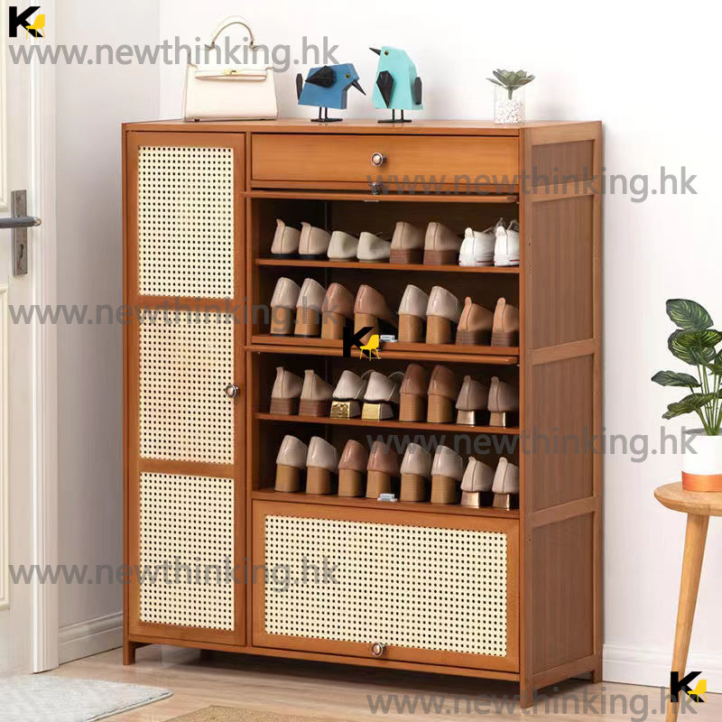 A&0593大容量鞋櫃 楠竹材質鞋架 收納櫃 儲物櫃 翻門鞋櫃 多層收納櫃