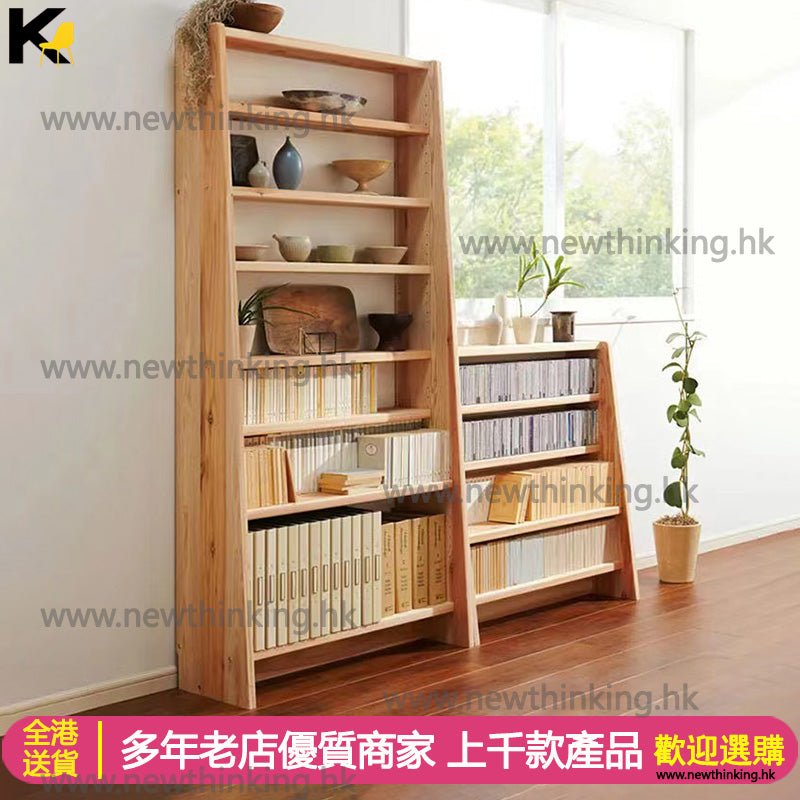 A&0602實木書櫃 多層收納櫃 多用途儲物櫃 置物櫃 靠墻櫃 落地櫃 高身書架 梯形書櫃 廚房收納架 實木松木全新包送貨