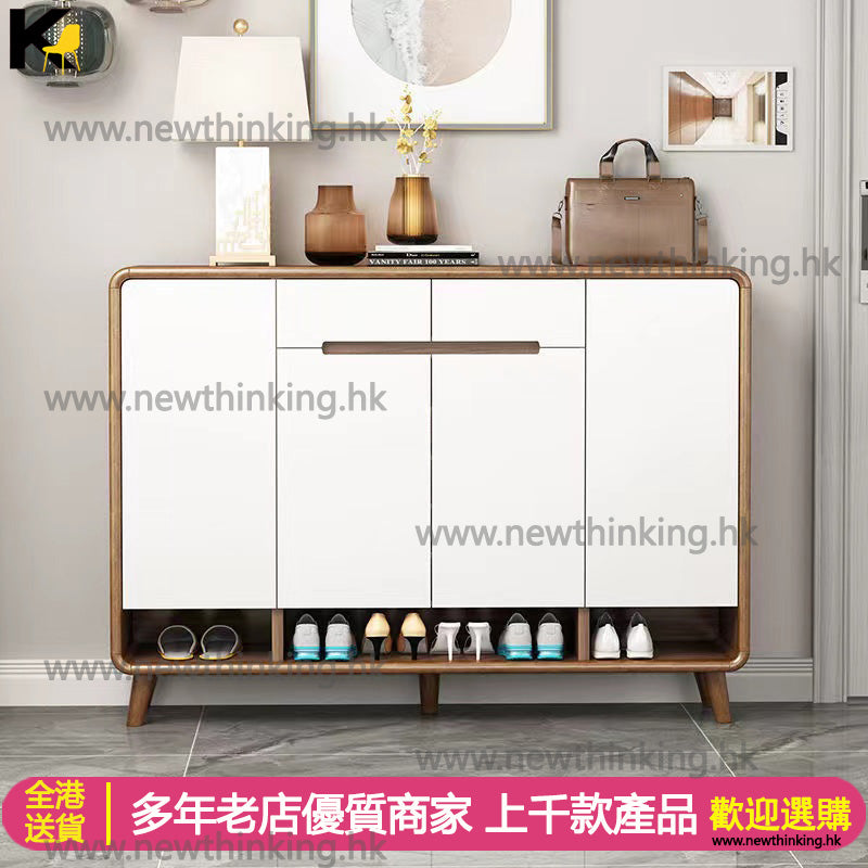 A&0606實木橡膠木大容量鞋櫃 鞋架 入門收納櫃 儲物櫃 玄關櫃 簡約時尚鞋架
