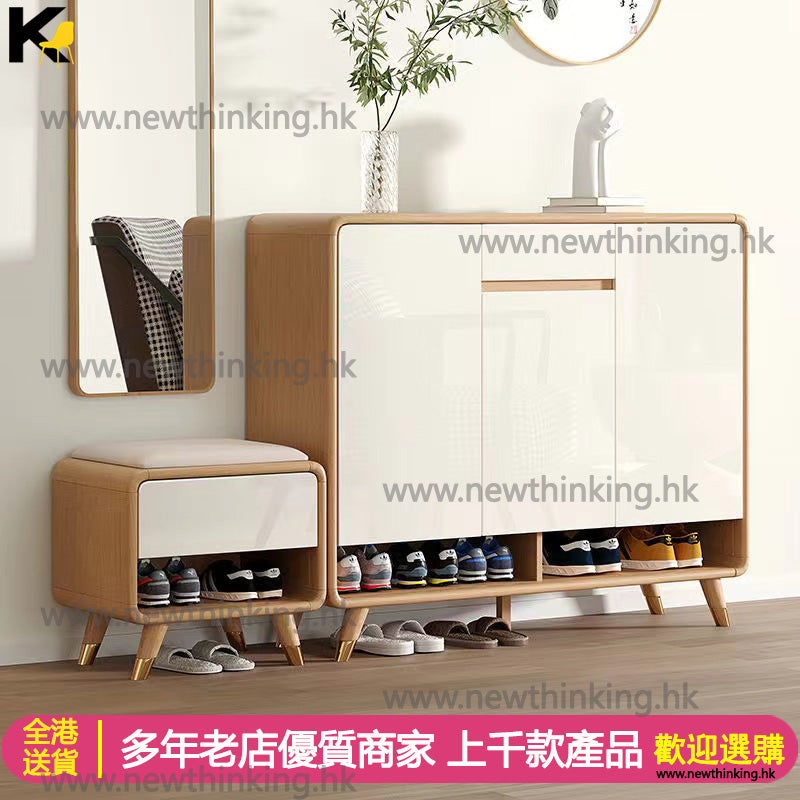 A&0608實木大容量鞋櫃 鞋架 入門收納櫃 儲物櫃 玄關櫃 簡約時尚鞋架