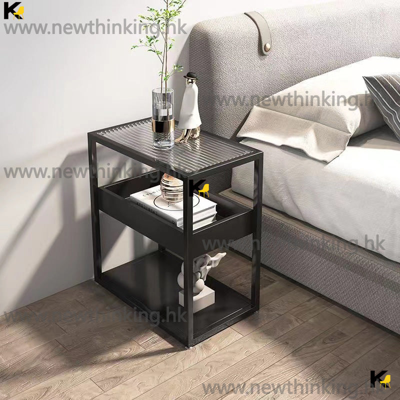 A&0610免安裝茶几 床頭櫃 邊幾 邊櫃 沙發角櫃 萬向輪可移動小桌子 置物架 超窄長虹玻璃枱面 夾縫枱