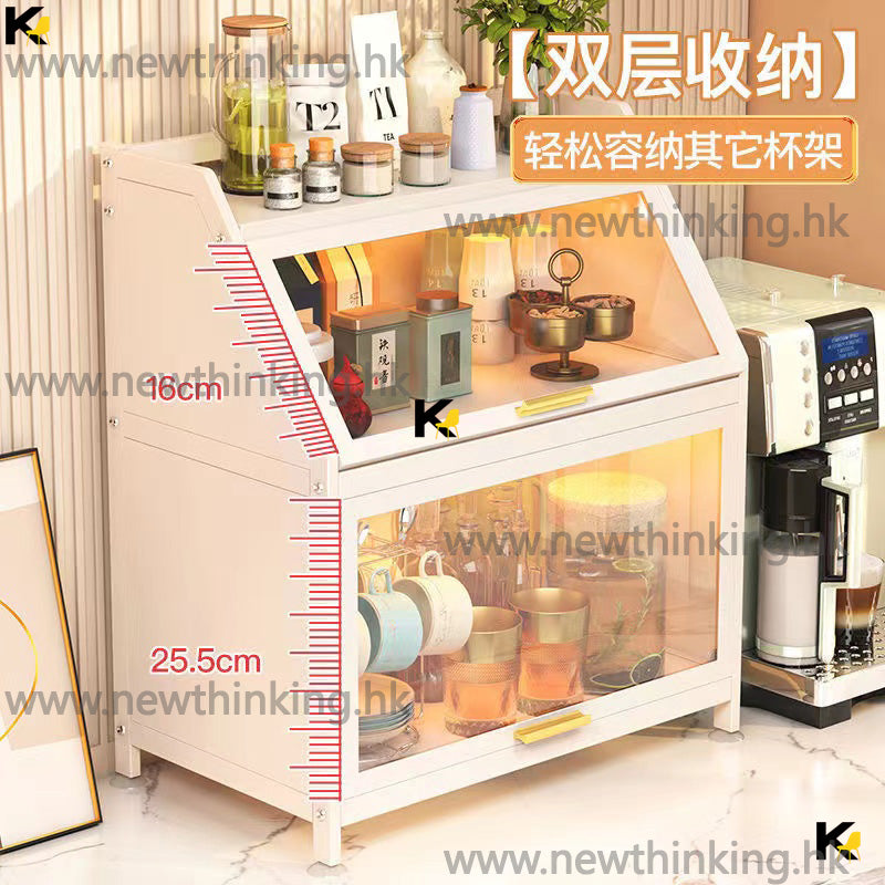 A&0626防塵置物架 水杯架 廚房收納架 玻璃茶水櫃 瀝水架 咖啡杯收納櫃