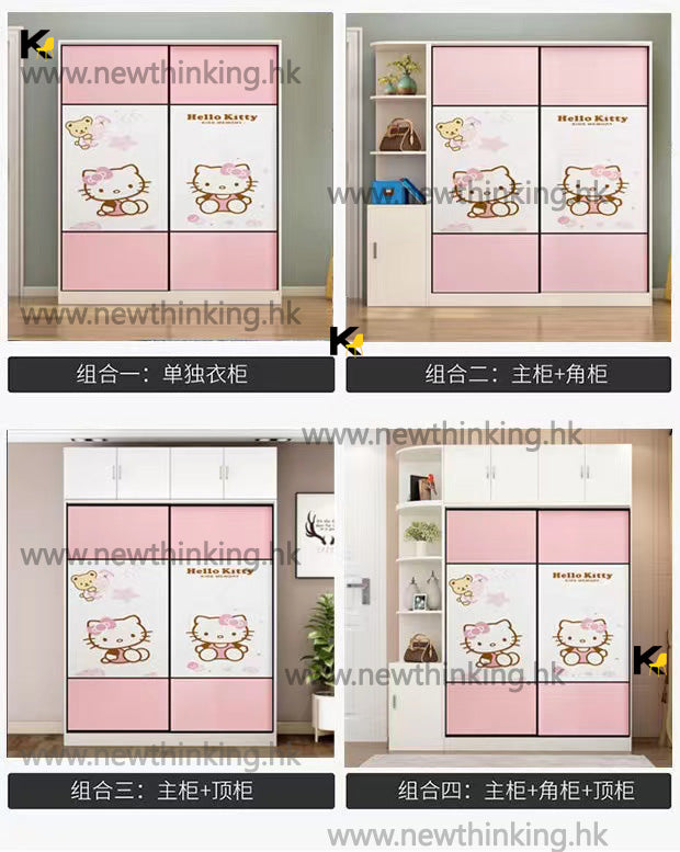A&1170實木趟門衣櫃 大衣櫃 兒童卡通掛衣櫥 儲物櫃 衣帽櫃 收納櫃 大容量衣櫃 推拉門衣櫃