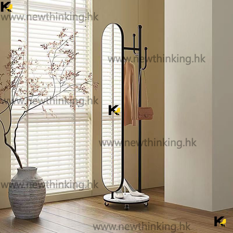 A&1171試衣鏡全身鏡旋轉落地鏡掛衣架臥室鏡穿衣鏡衣帽架帶轆掛衣鏡