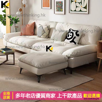 A&0703梳化床科技皮免洗沙發床 棉麻布藝梳化床 可躺雲朵布藝客廳奶油風格小戶型專用沙發