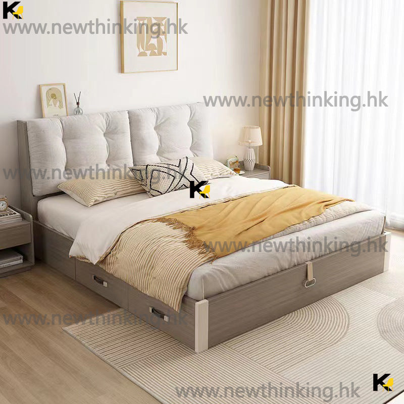 A&0737油壓床 儲物床 軟包床 雙人床 軟靠抽屜床 櫃桶床 高箱床