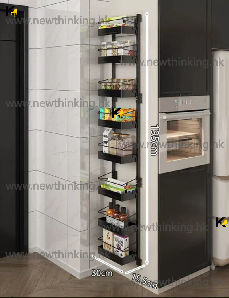 A&0740免打孔置物架 墻後收納架 調料架 櫥櫃 壁櫃 窄櫃 夾縫櫃 多層加高收納架 隨意組合架 鐵藝置物架