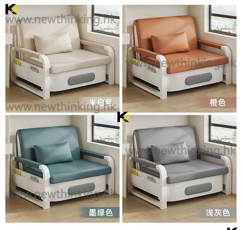 A&0747梳化床科技皮防水沙發床折疊床單人床雙人床多功能簡易折疊沙發