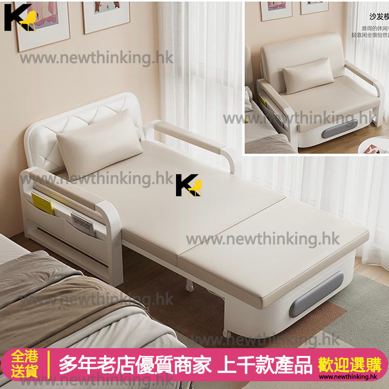 A&0747梳化床科技皮防水沙發床折疊床單人床雙人床多功能簡易折疊沙發