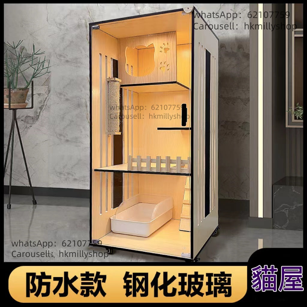 A&5061貓屋貓爬架 實木貓籠 貓別墅 三層四層貓櫃 豪華貓舍 貓屋 貓窩