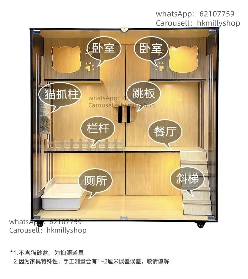 A&5061貓屋貓爬架 實木貓籠 貓別墅 三層四層貓櫃 豪華貓舍 貓屋 貓窩