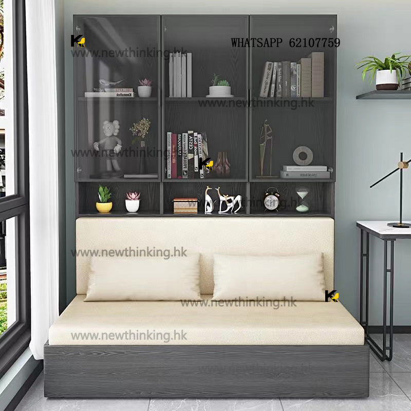 A&1279書櫃梳化床一體組合櫃多功能隱形床