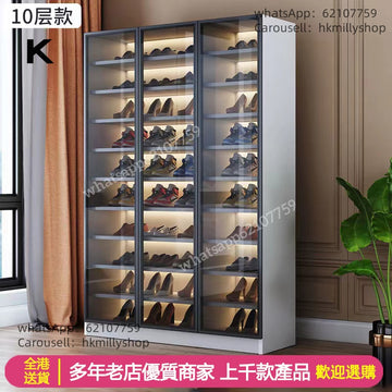 A&5079高身鞋櫃 玻璃門鞋架 透明展示櫃 鋼化玻璃收納櫃shoe cabinet