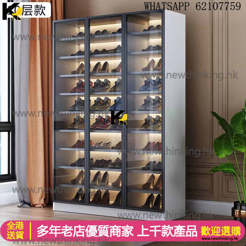 A&5079高身鞋櫃 玻璃門鞋架 透明展示櫃 鋼化玻璃收納櫃shoe cabinet