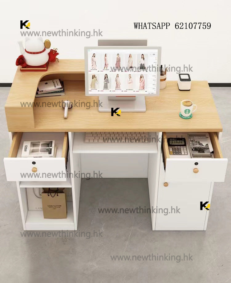 A&5085收銀台 收銀櫃 商場收錢臺 轉角格柵服裝店櫃枱 吧枱桌子 商用前台