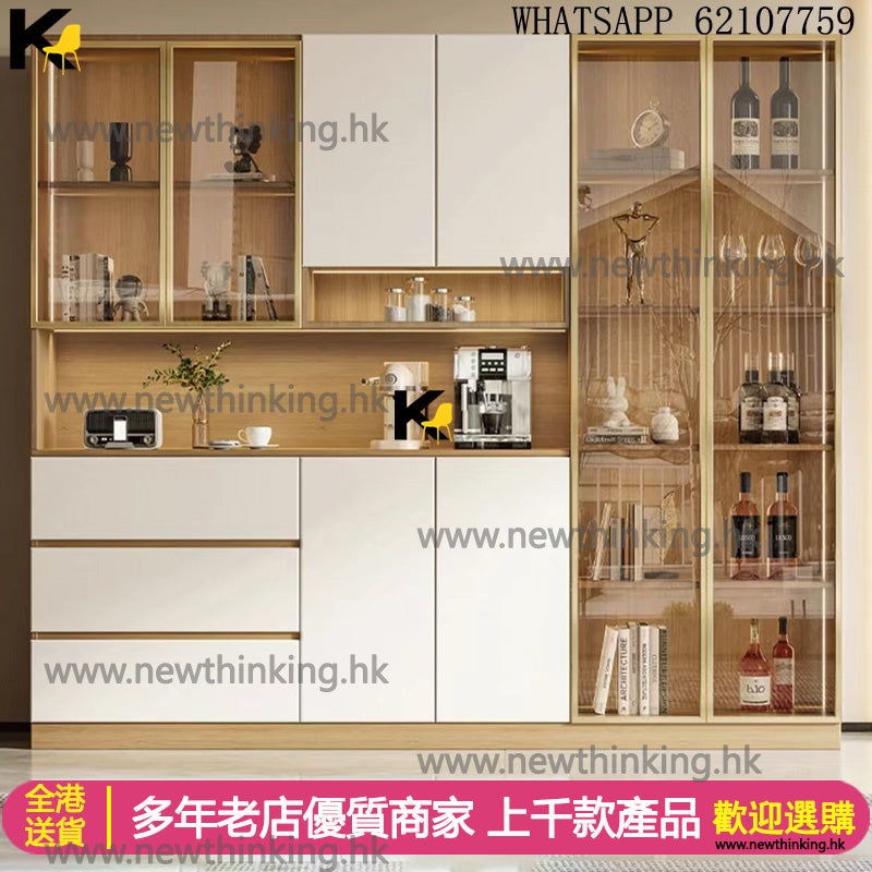 A&5087餐邊櫃 酒櫃 組合櫃 茶水櫃 實木生態板高櫃 餐廳收納櫃
