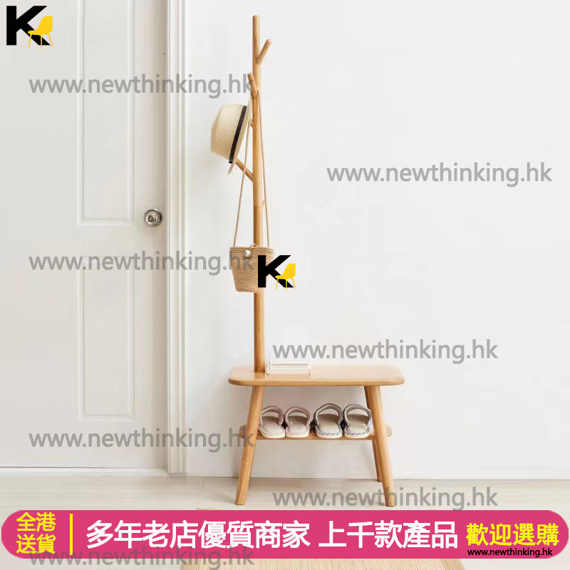 A&0759實木櫸木換鞋凳鞋架掛衣架衣帽架組合架