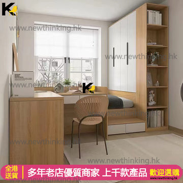 A&0763日式榻榻米床架儲物床書枱衣櫃組合櫃多功能儲物床