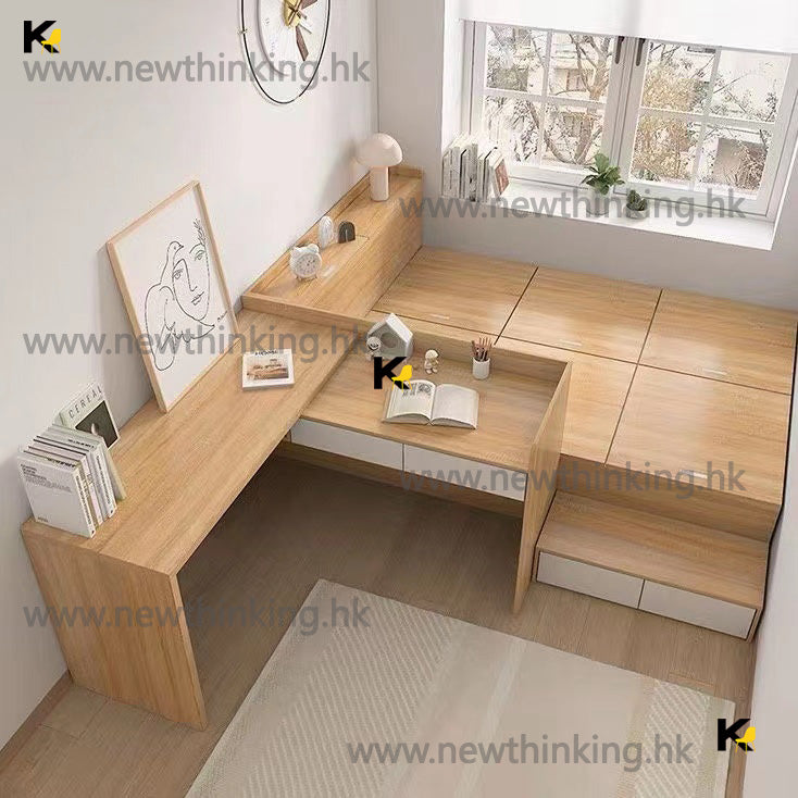 A&0763日式榻榻米床架儲物床書枱衣櫃組合櫃多功能儲物床